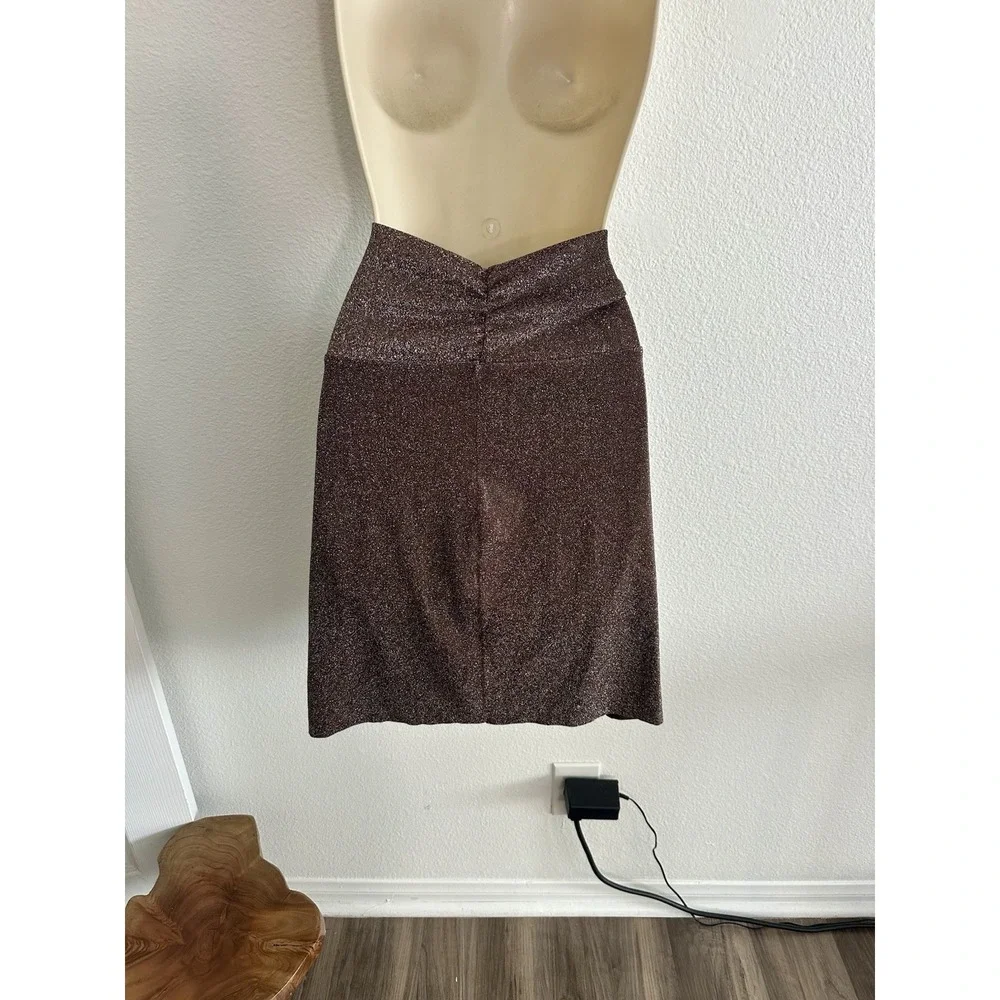 Skims Swim Sarong Mini‎ Skirt NWT Chocolate Brown Glitter Metallic Sz 2X Stretch